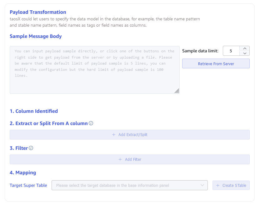 Configure mapping options