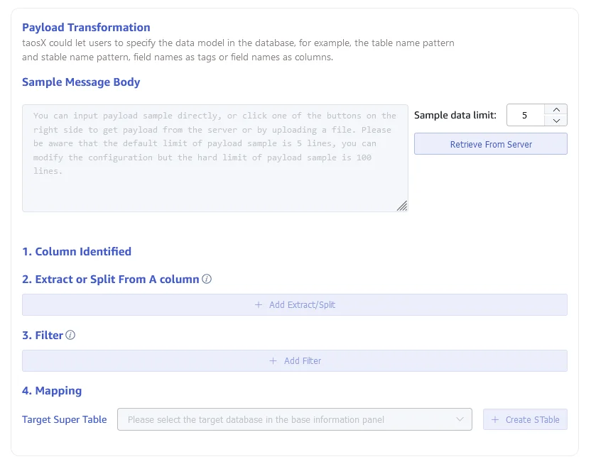Configure mapping options