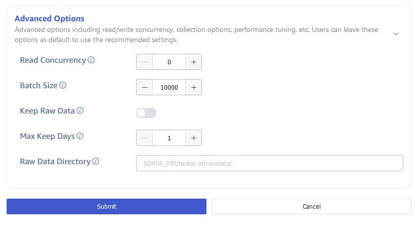 Configure advanced options