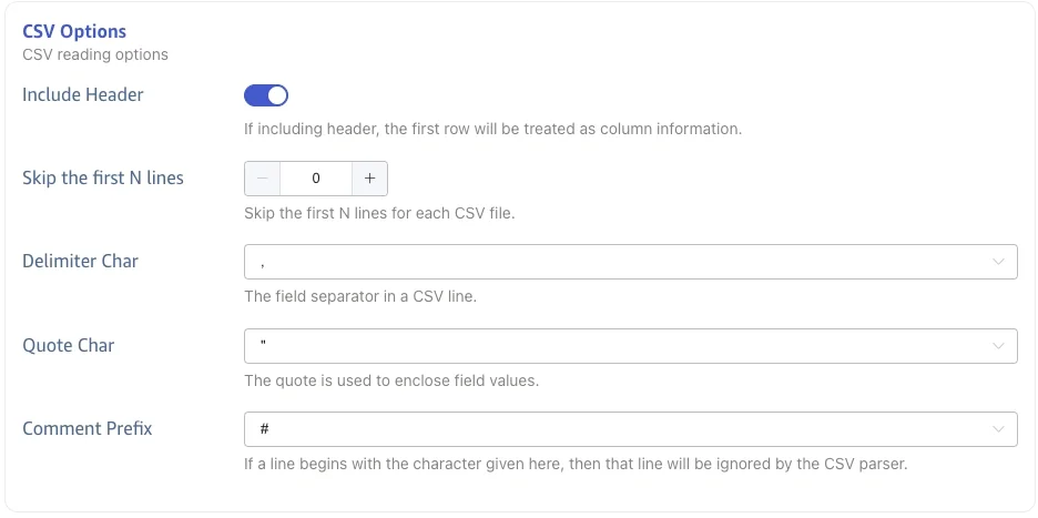 Configure CSV options