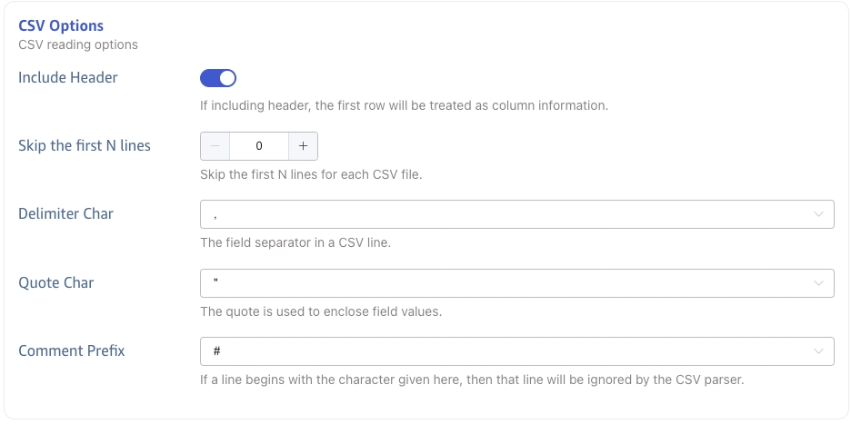 Configure CSV options