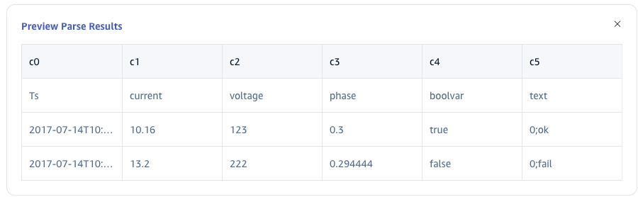 Preview parsing results