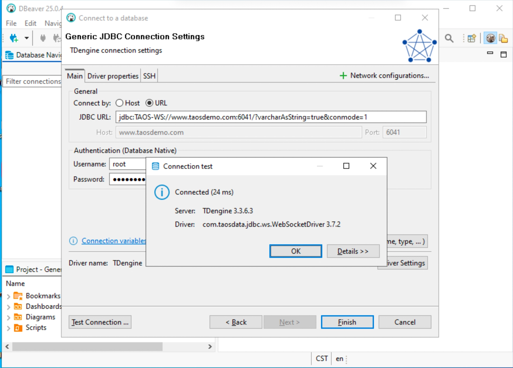 Configure JDBC connection settings