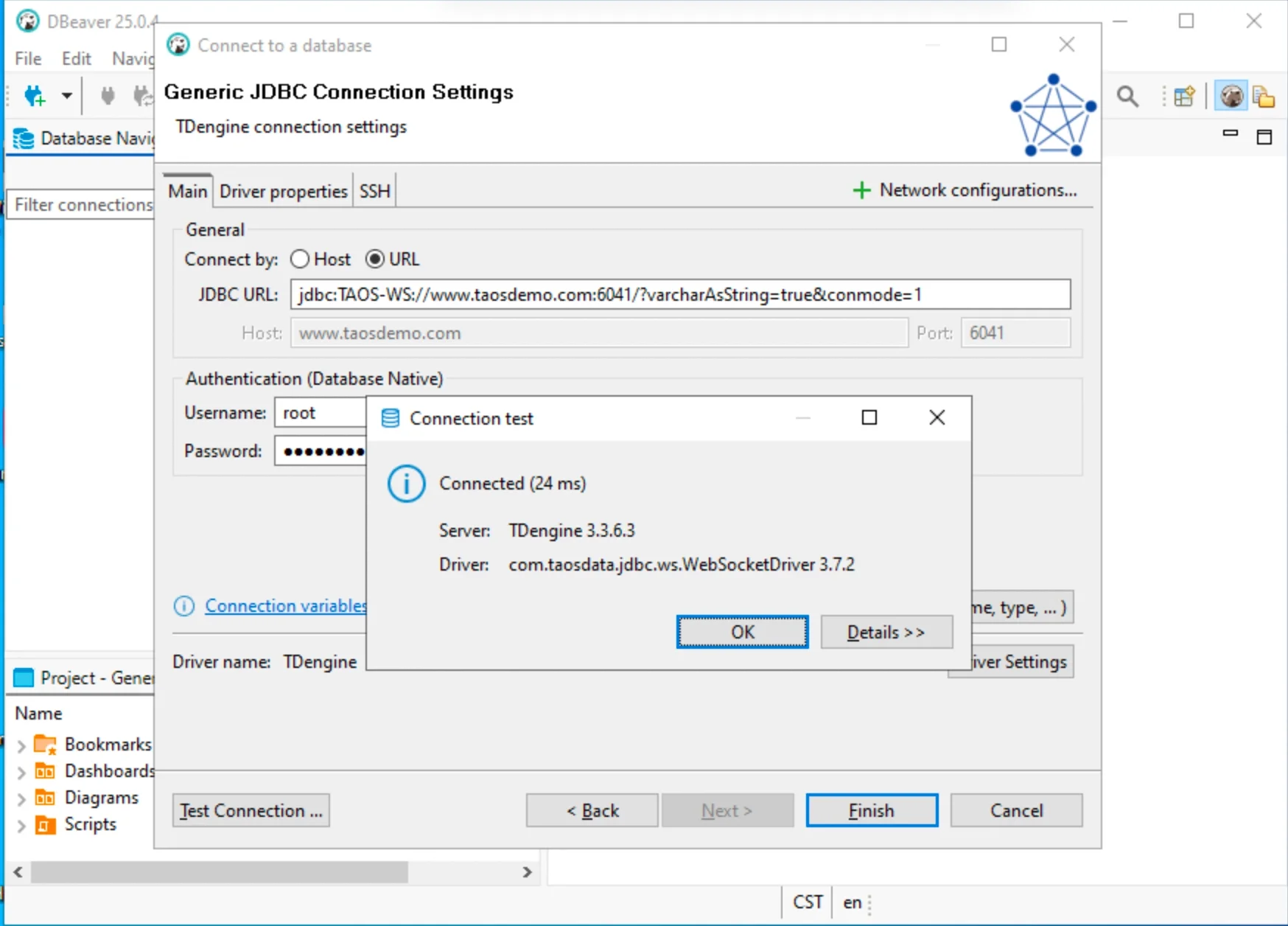 Configure JDBC connection settings