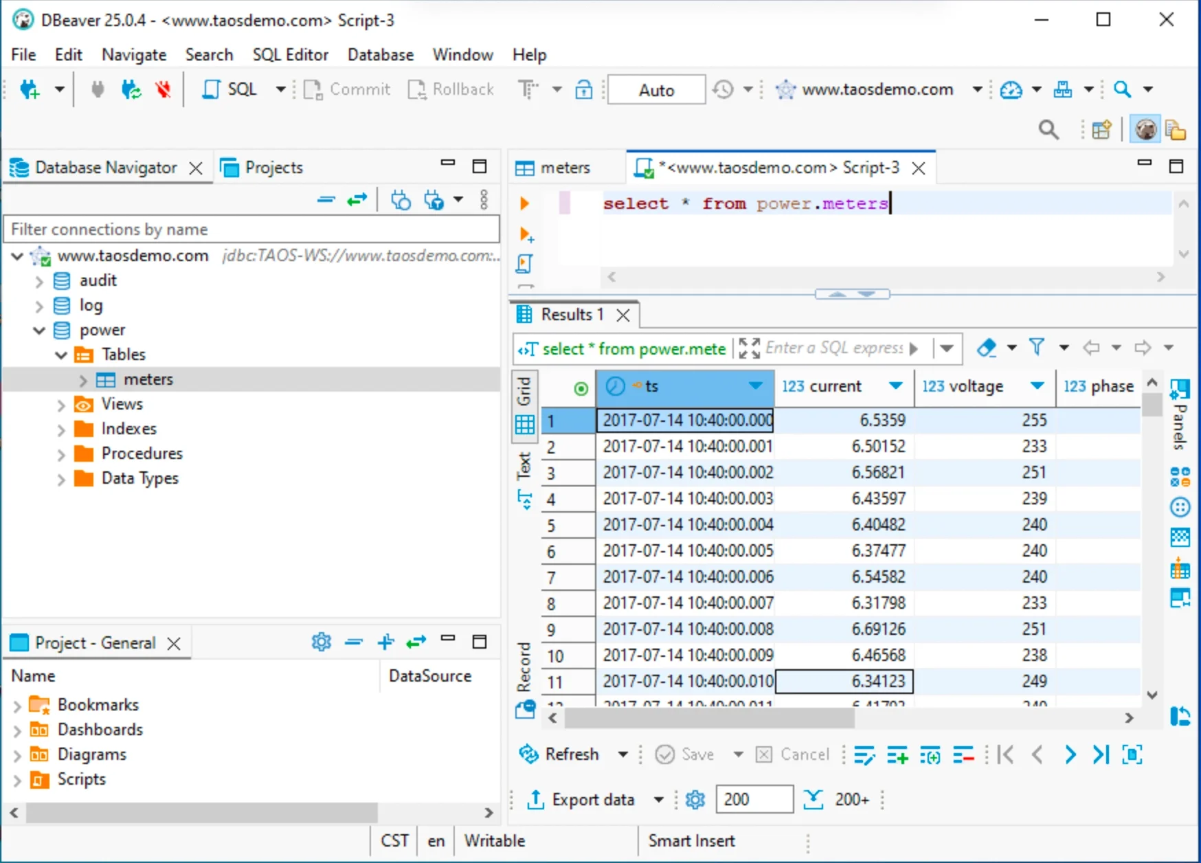Run SQL statements on TDengine data