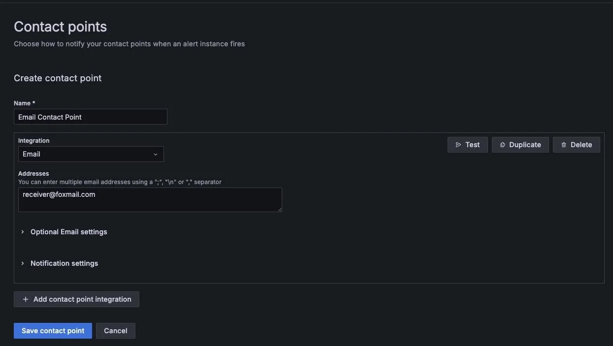 Configure contact points