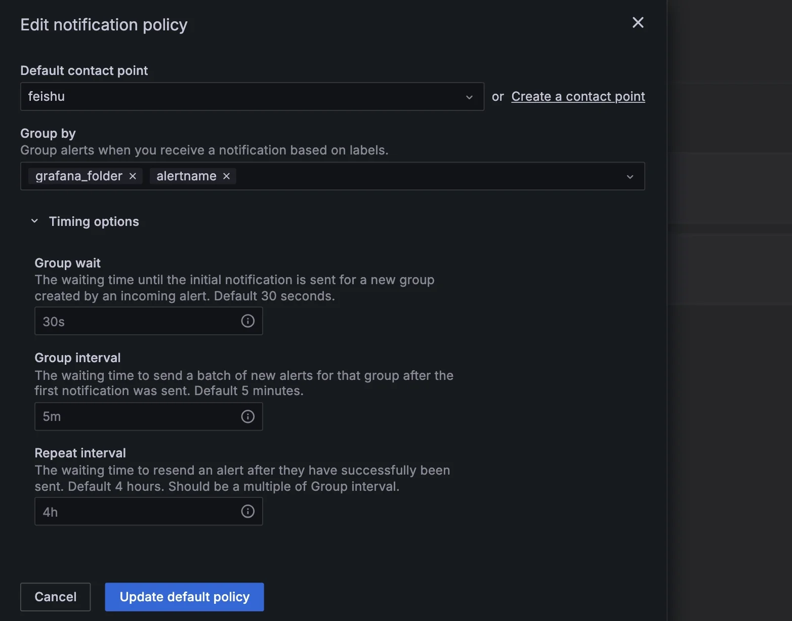 Edit notification policy