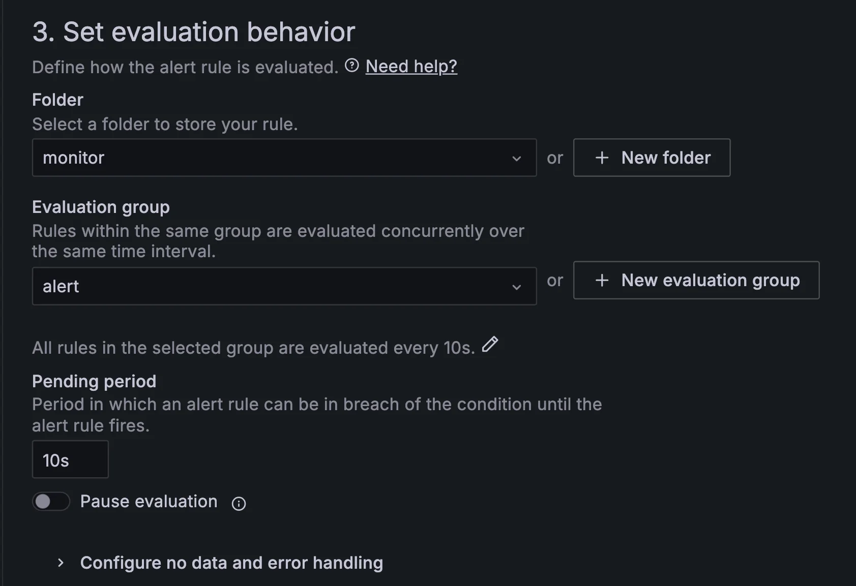 Configure evaluation behavior