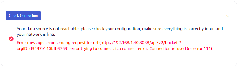 Connectivity check failed