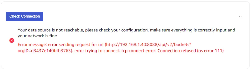 Connectivity check failed