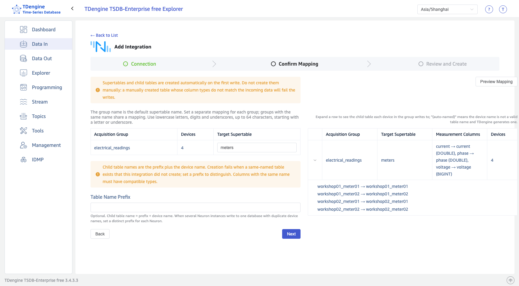 Confirming the collection group mapping