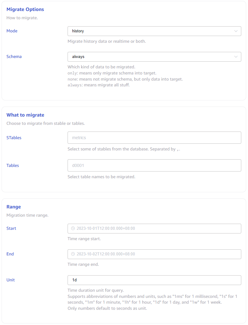 Configure migration options