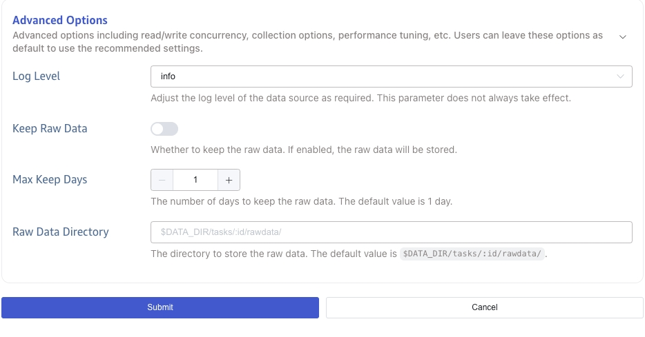 Configure advanced options