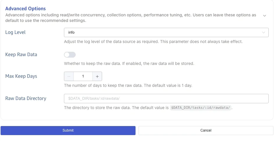 Configure advanced options