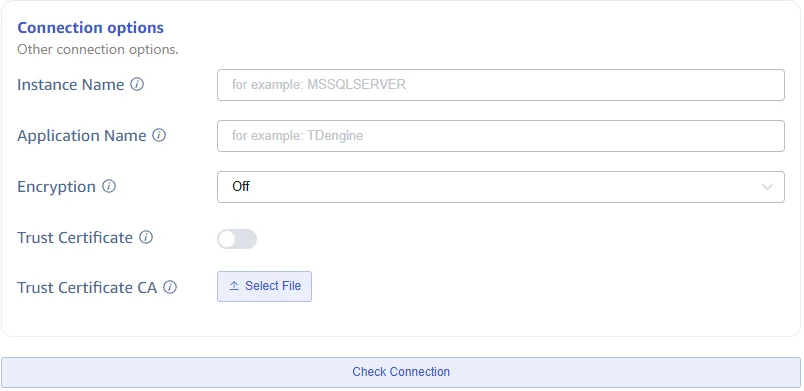 Configure connection options