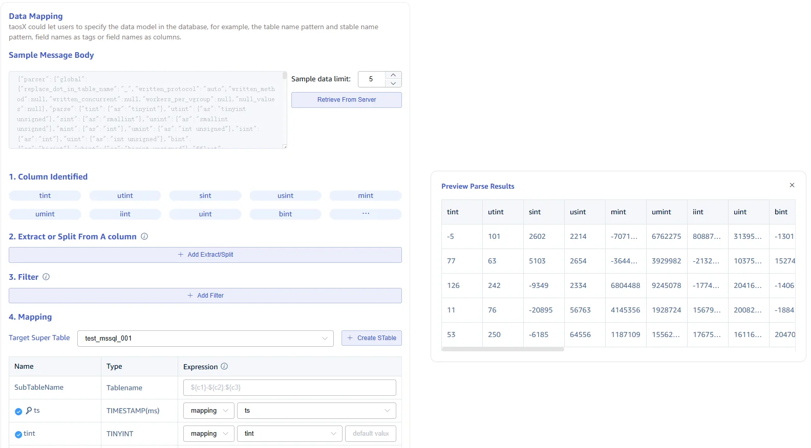 Configure data mapping