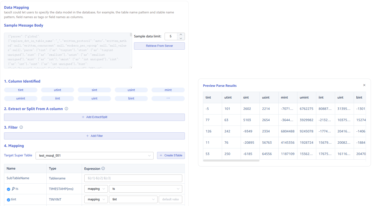 Configure data mapping