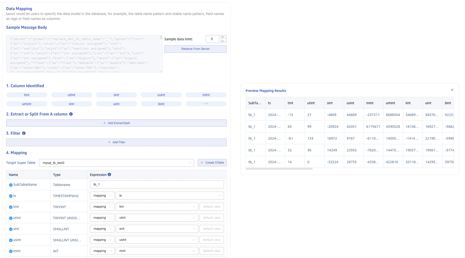 Configure data mapping
