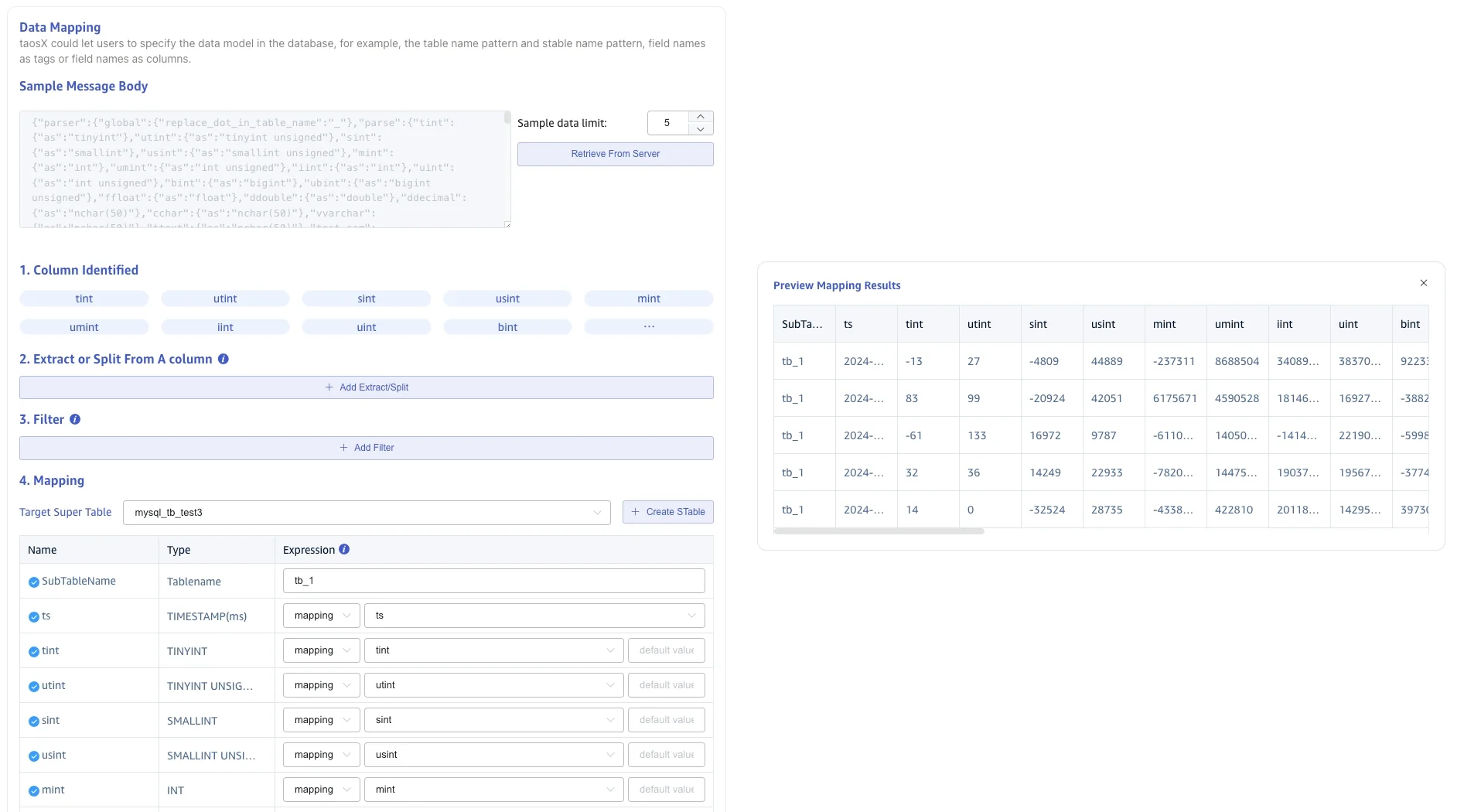 Configure data mapping
