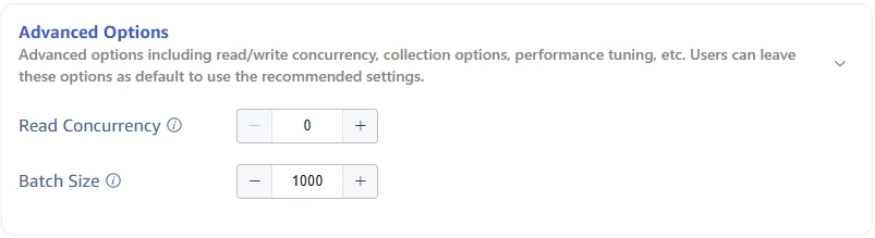 Expanded advanced options