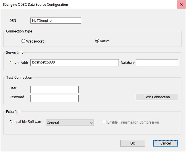 Configure TDengine data source with native connection