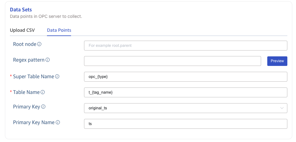 Configure data sets