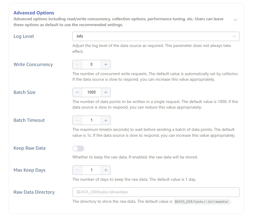 Configure advanced options