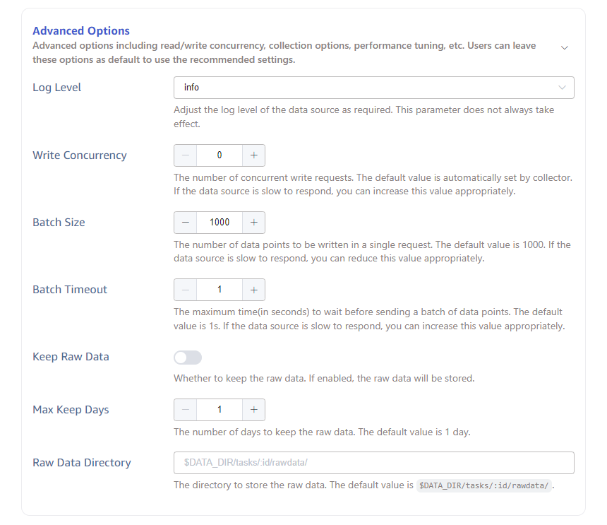 Configure advanced options