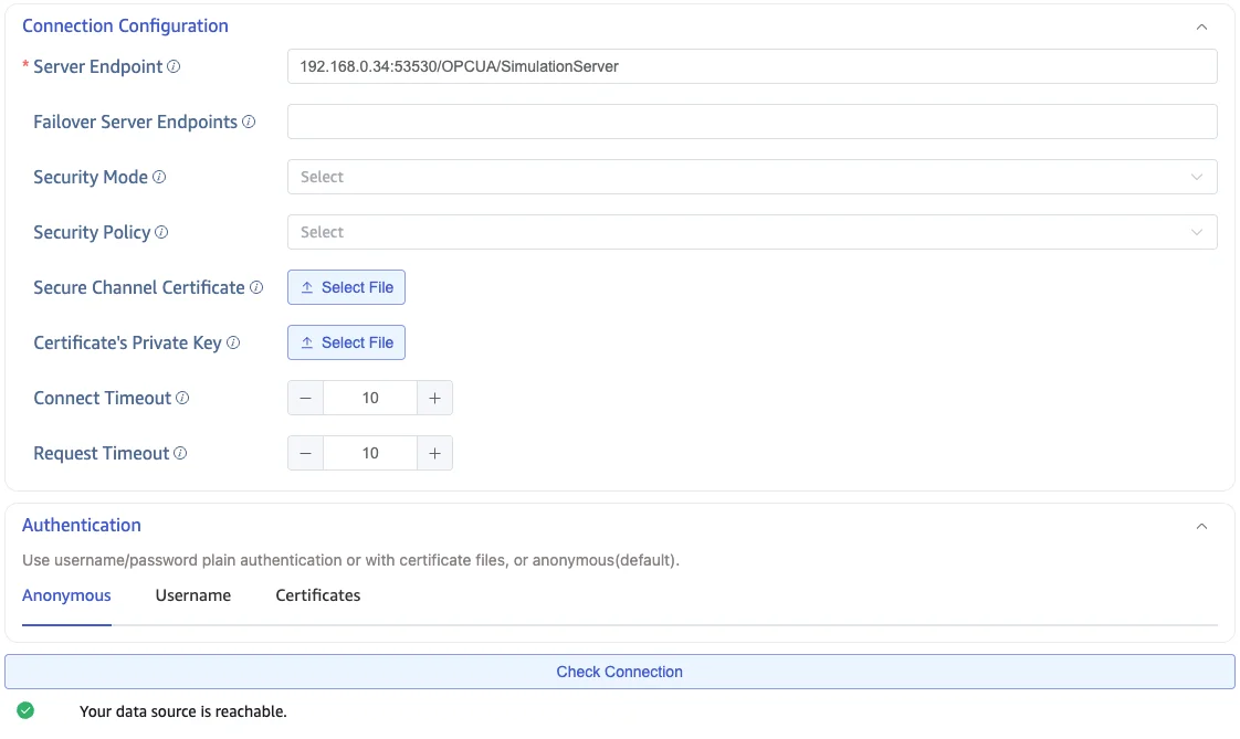 Configure connection information