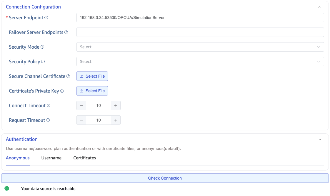 Configure connection information