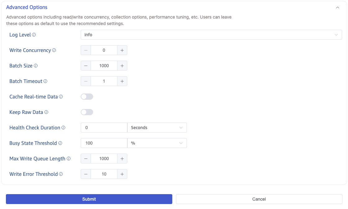 Configure advanced options