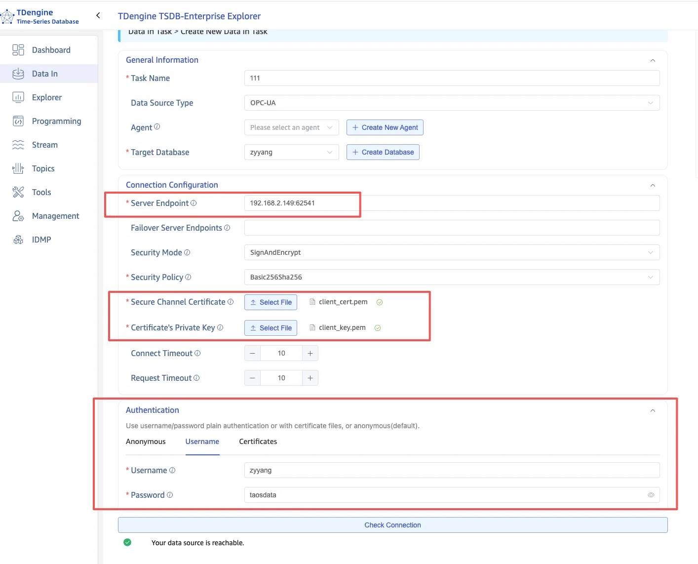 taosExplorer certificate-based connection