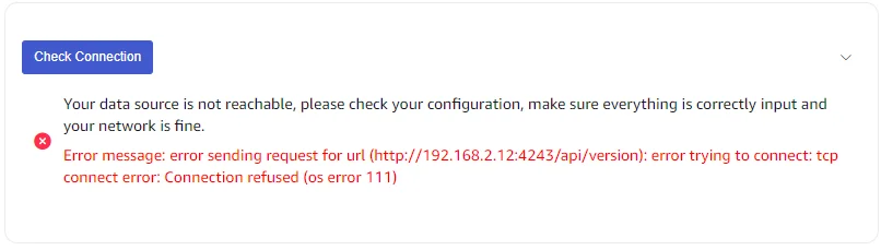 Connectivity check failed