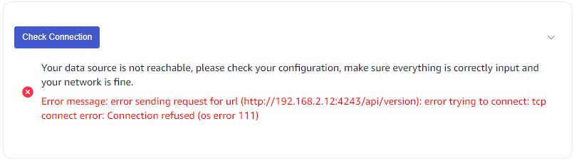 Connectivity check failed