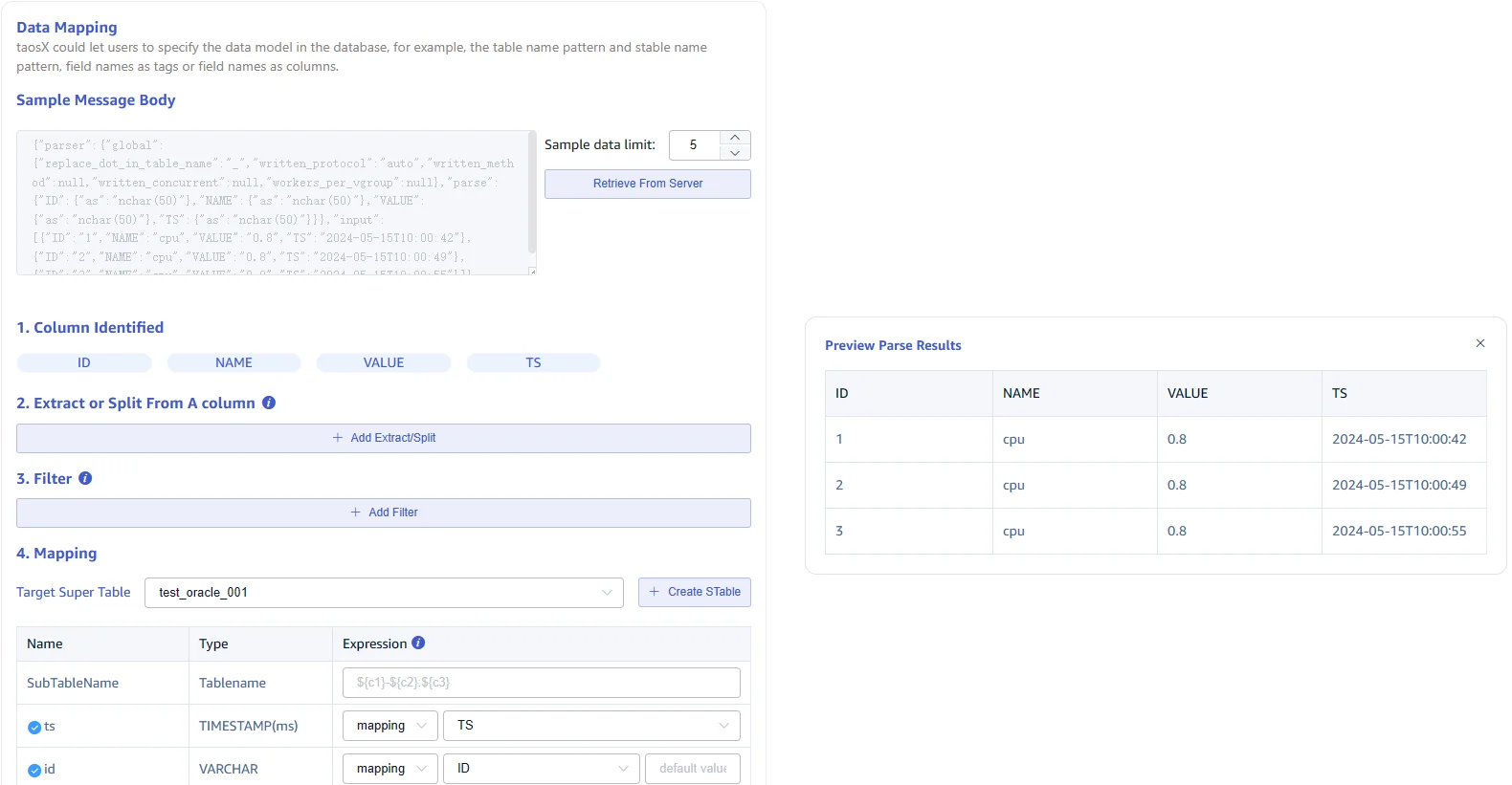 Configure data mapping