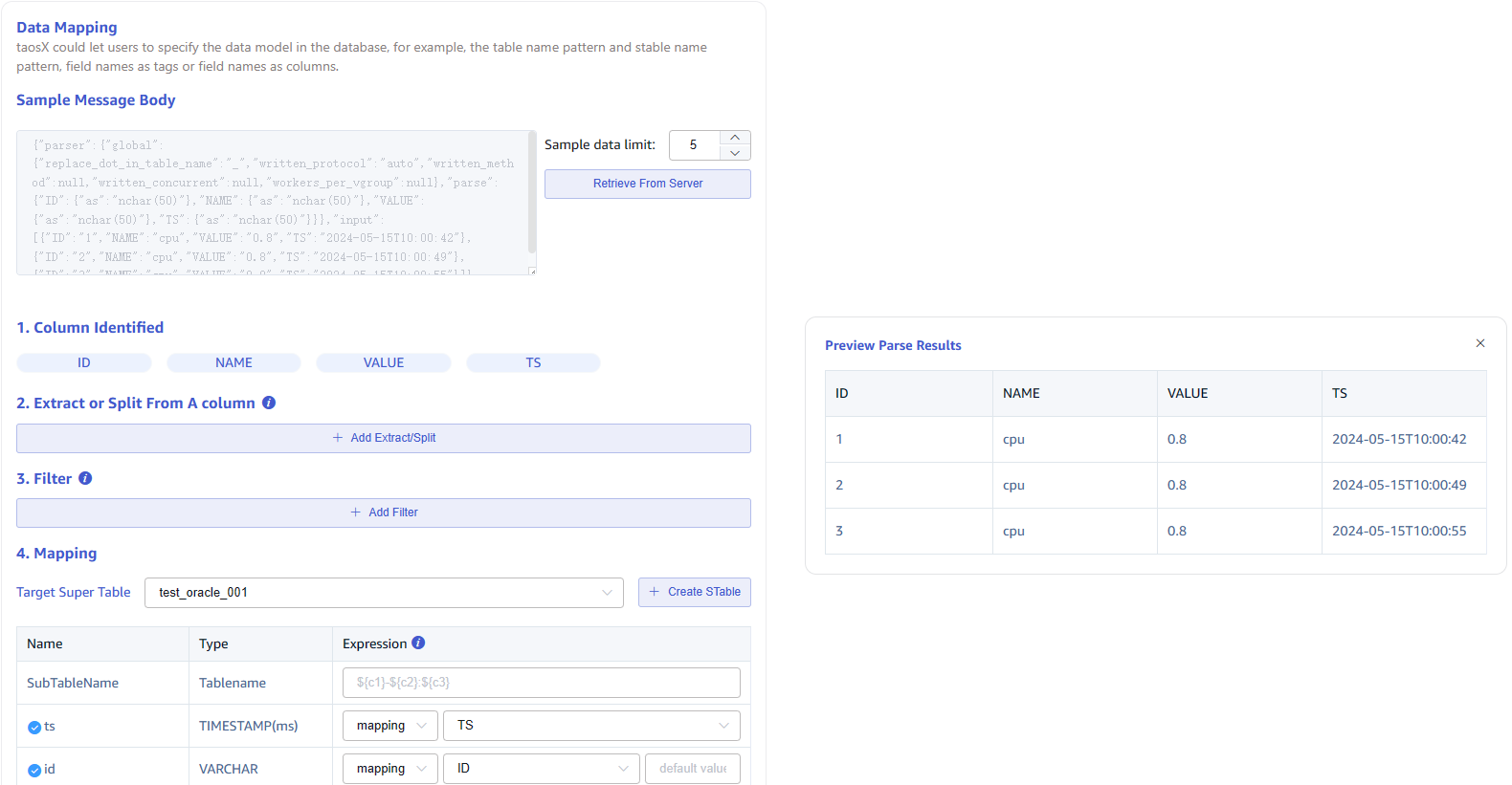 Configure data mapping