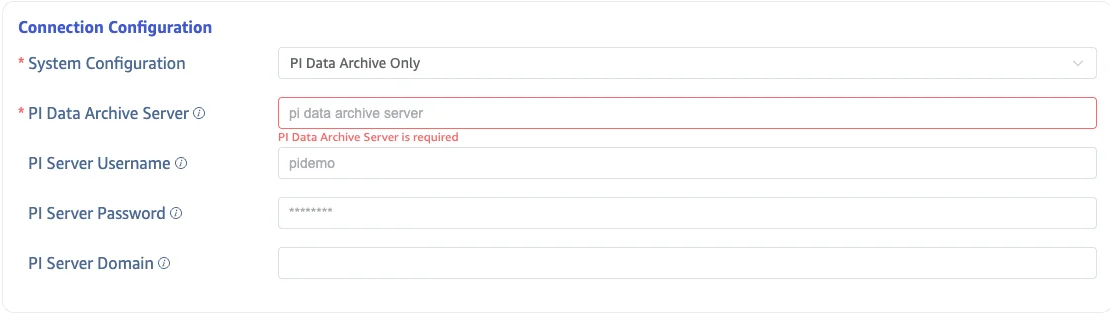 Configure PI Data Archive connection