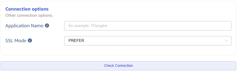 Configure application name and SSL mode
