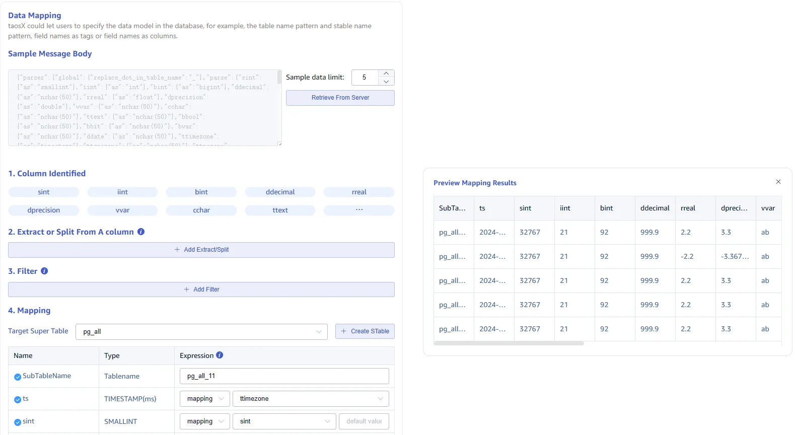 Configure data mapping