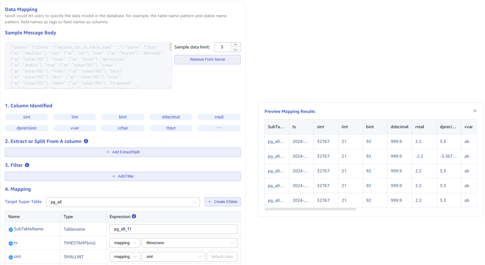 Configure data mapping