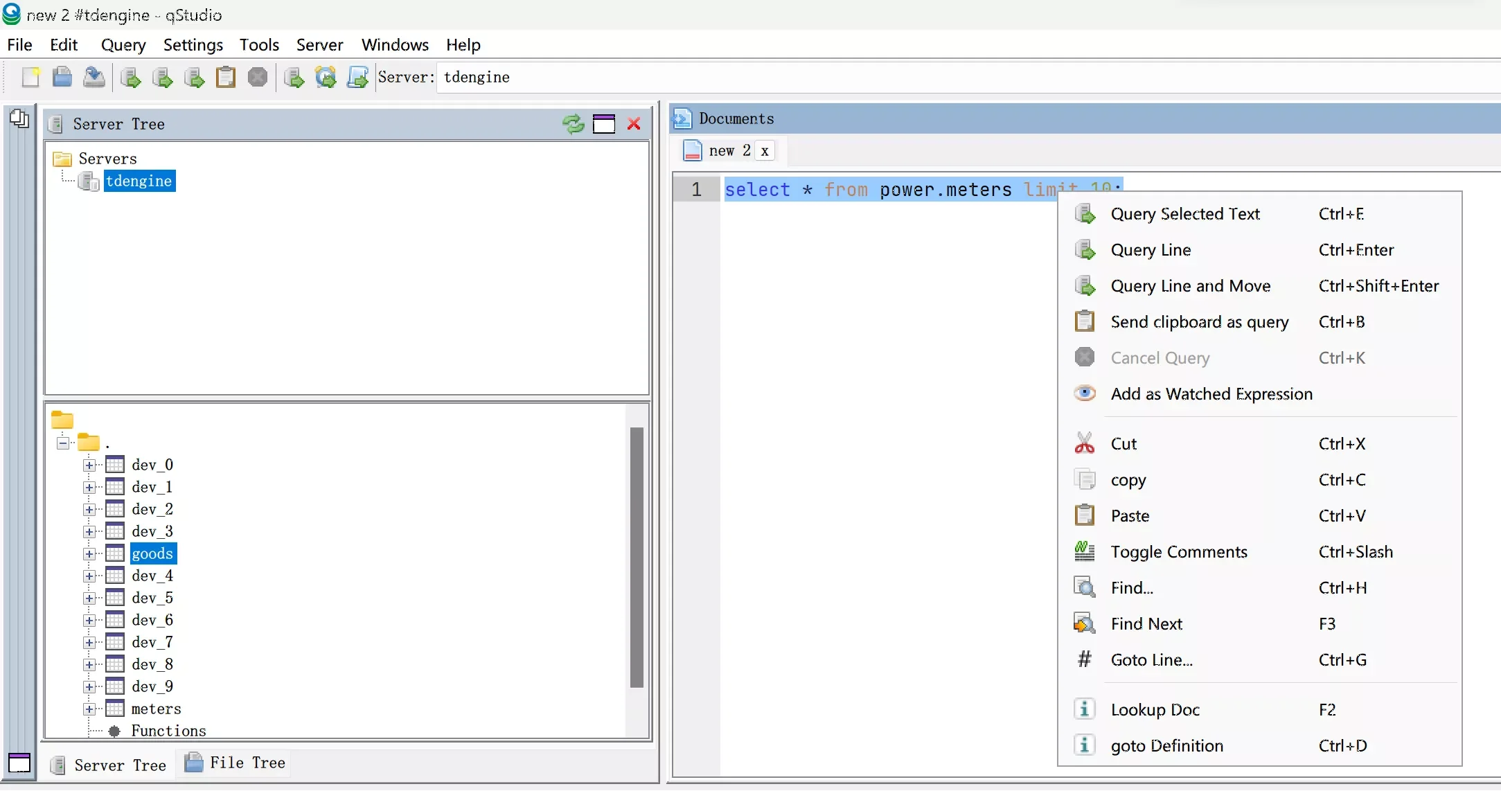Run SQL statements on TDengine data