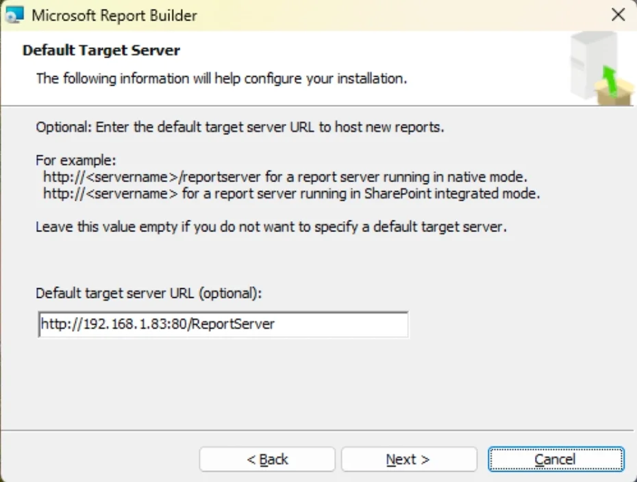 Configure Report Builder target server
