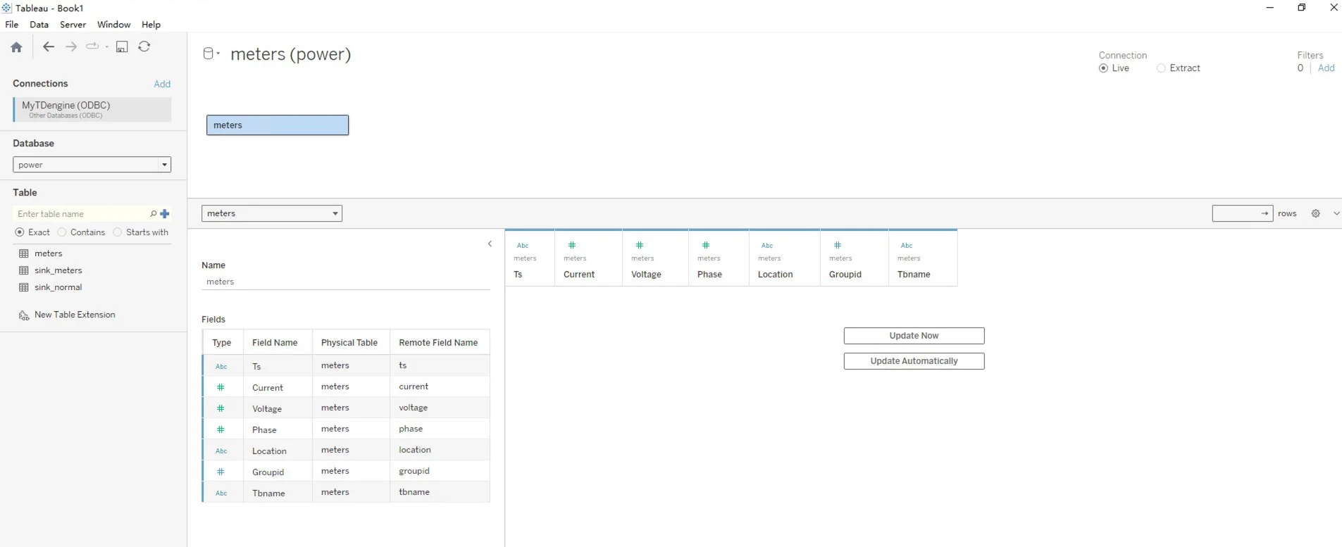 Select tables for analysis