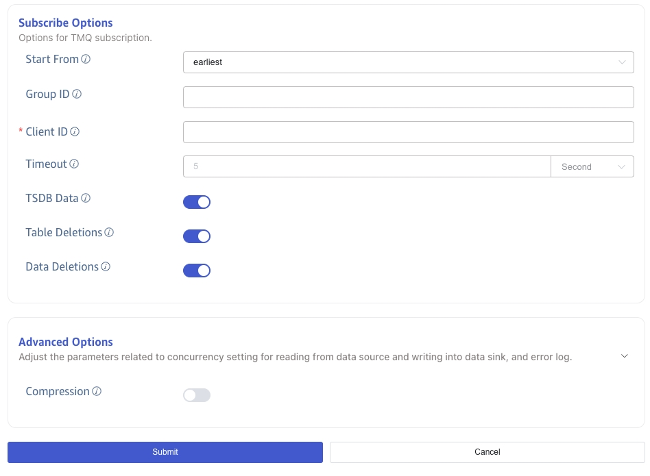 Configure subscription options